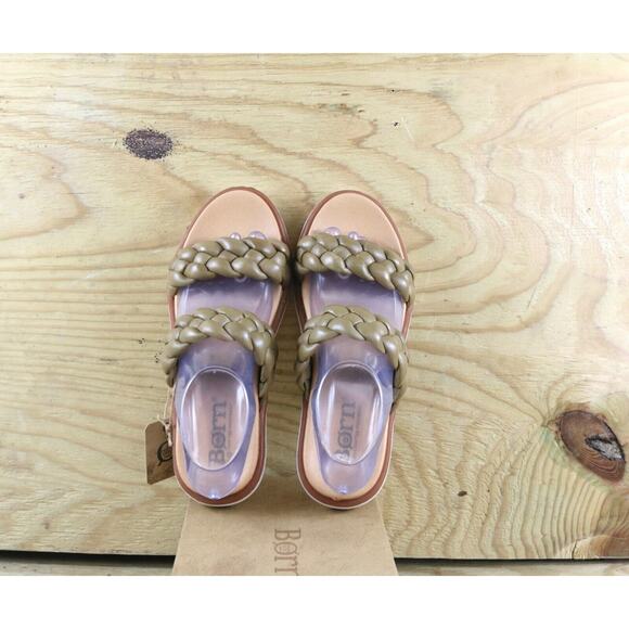 New Born Sandals Womens 8 Green Leather Freesla Braided Flats Shoes - Picture 4 of 8